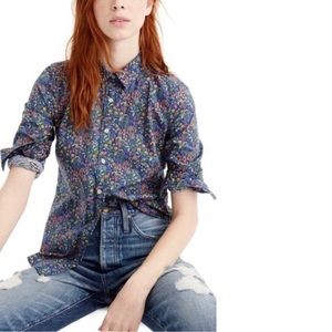 J. Crew Perfect Shirt in Liberty Art Fabrics, blue floral button down, Size 2